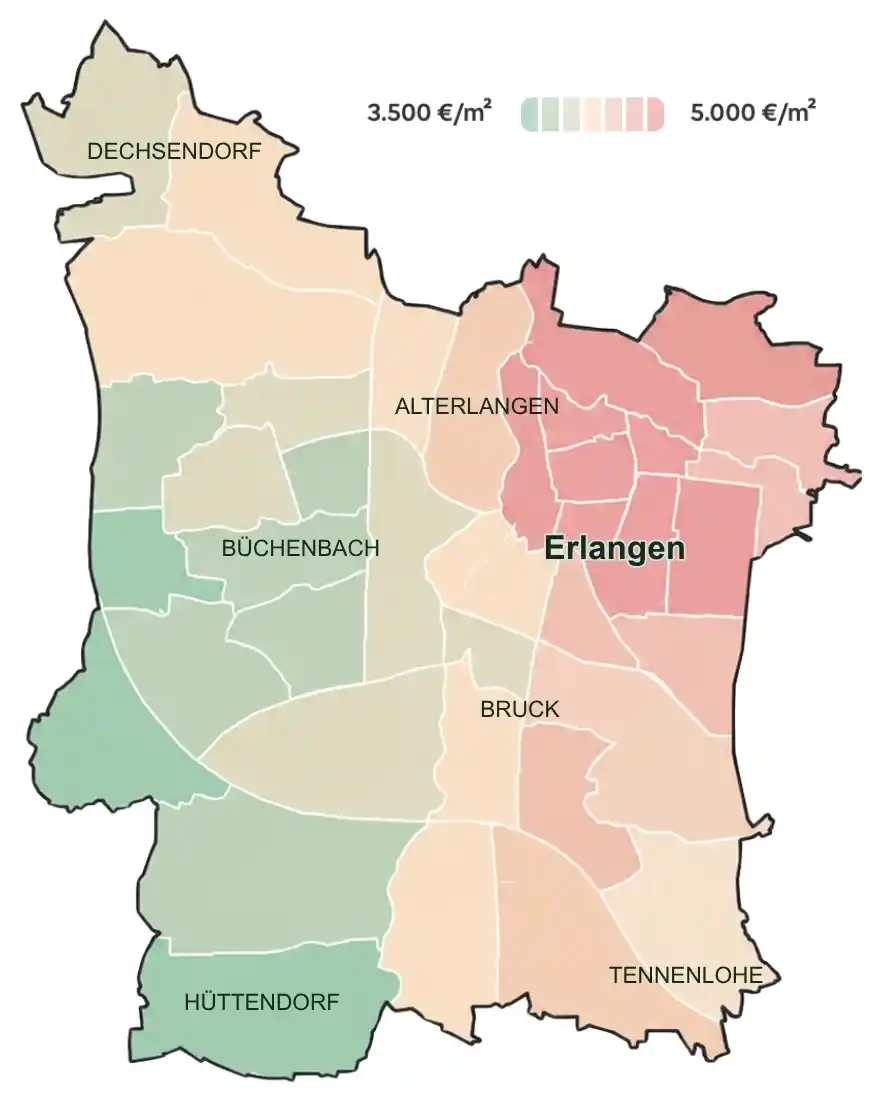 Immobilienmarkt Karte Erlangen